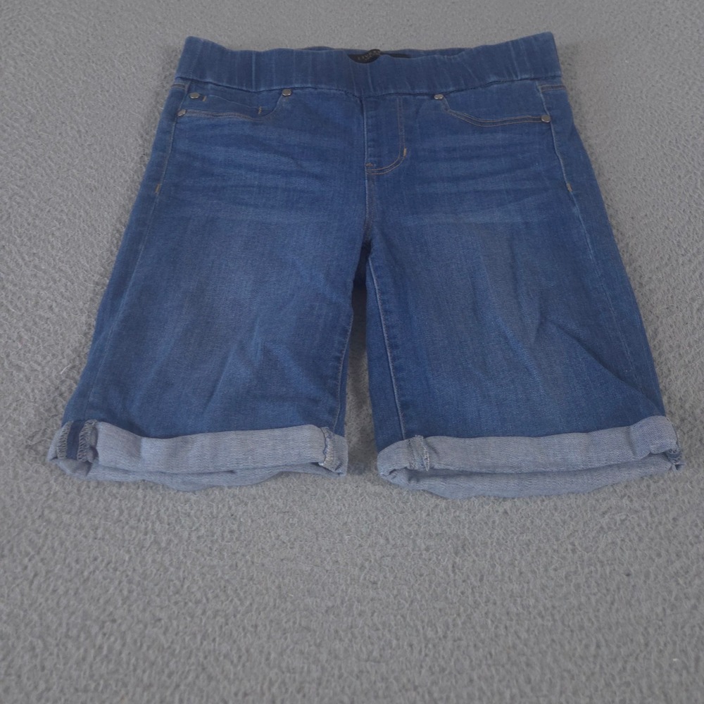 Liverpool Shorts Womens 6/28 Blue The Bermuda Denim Pull On Cuffed Stretch